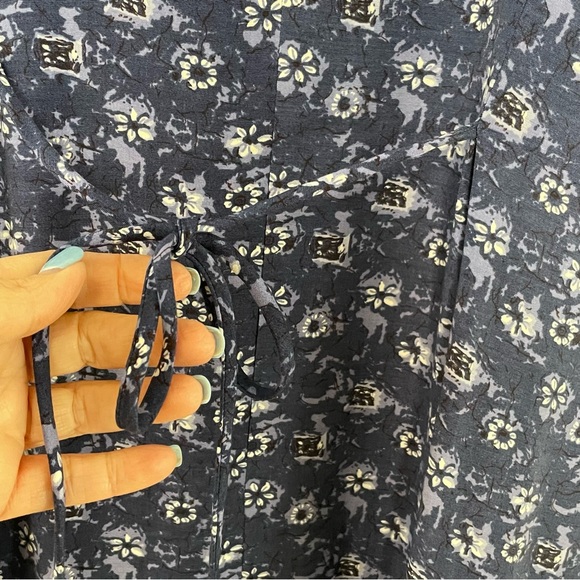 NINA PICCALINO Vtg Maxi Sleeveless Blue & White Floral Shift Sundress Size 14 - Picture 7 of 11